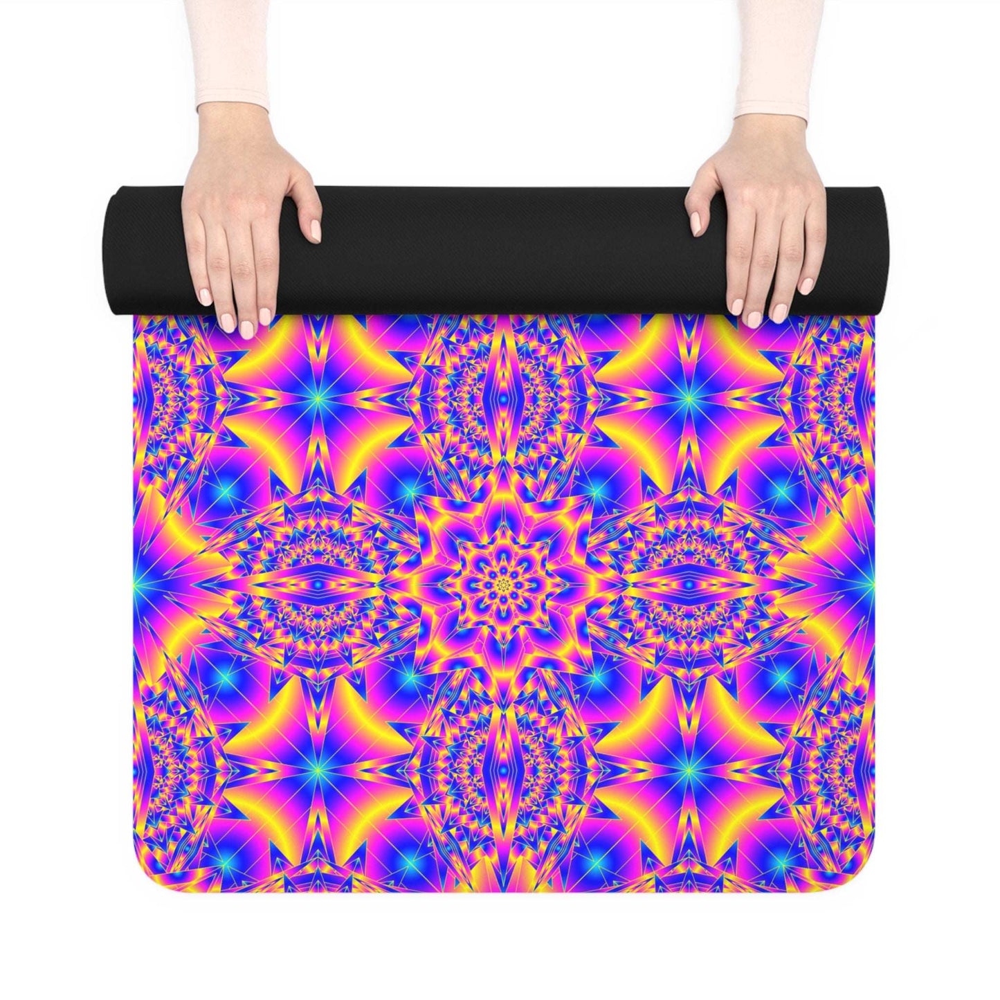 Vibrant Mandala Rubber Yoga Mat — Non-Slip Psychedelic Pattern for Meditation & Fitness