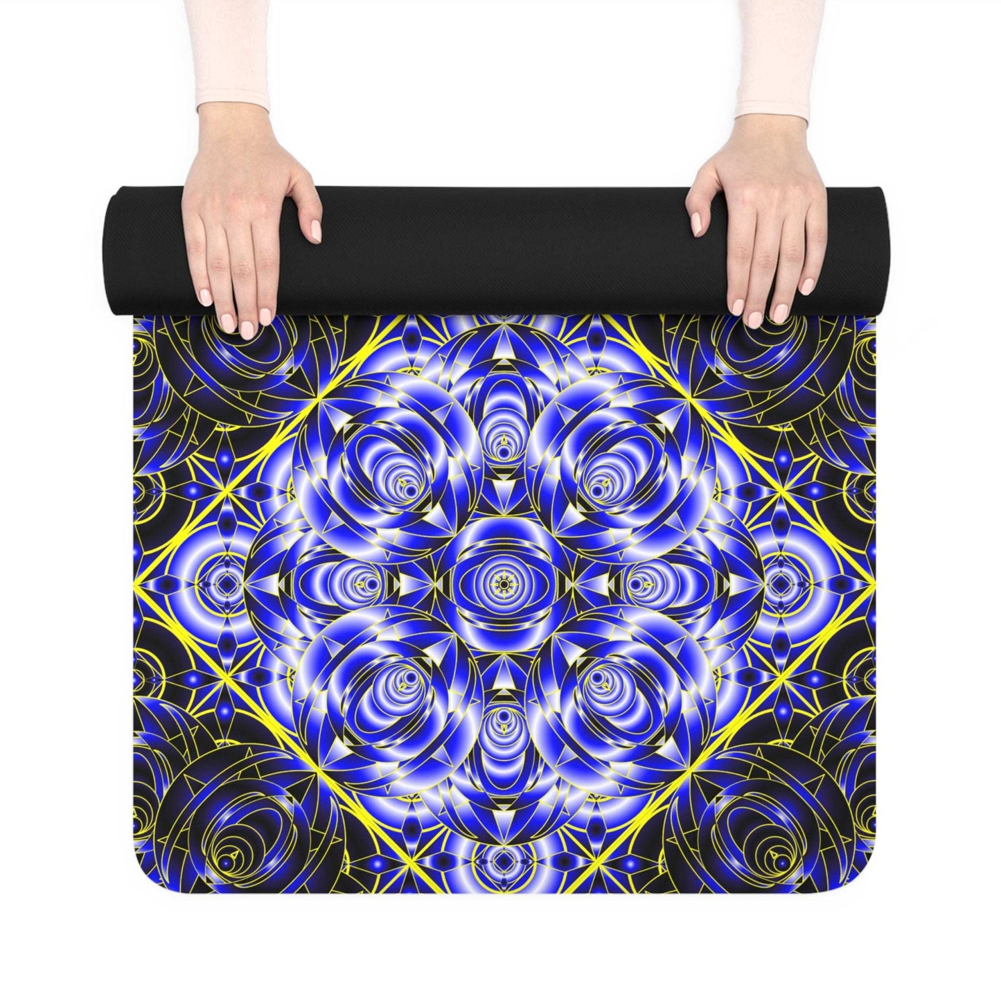 Blue Mandala Rubber Yoga Mat — Non‑Slip Eco Exercise Mat with Geometric Pattern