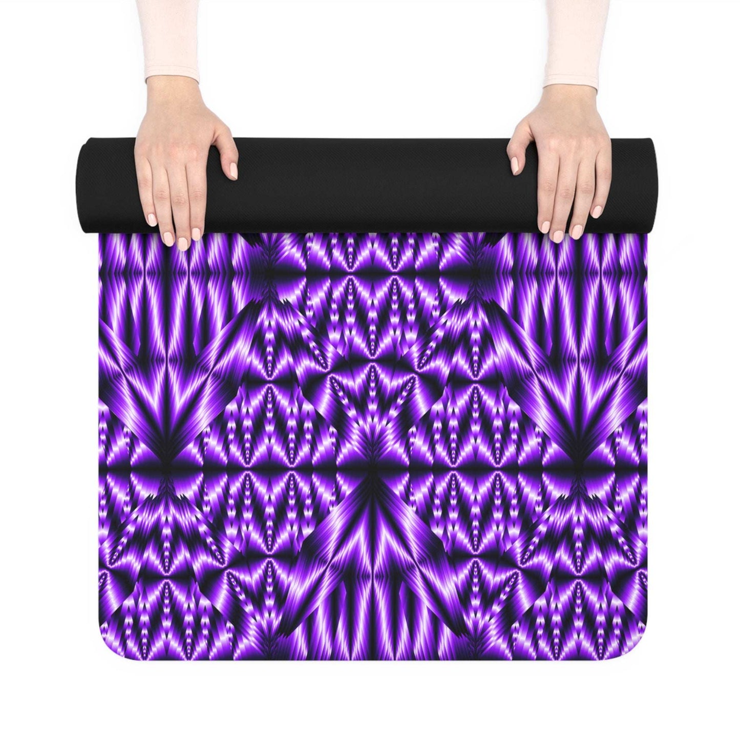 Purple Kaleidoscope Rubber Yoga Mat — Non‑Slip Fitness & Pilates Mat