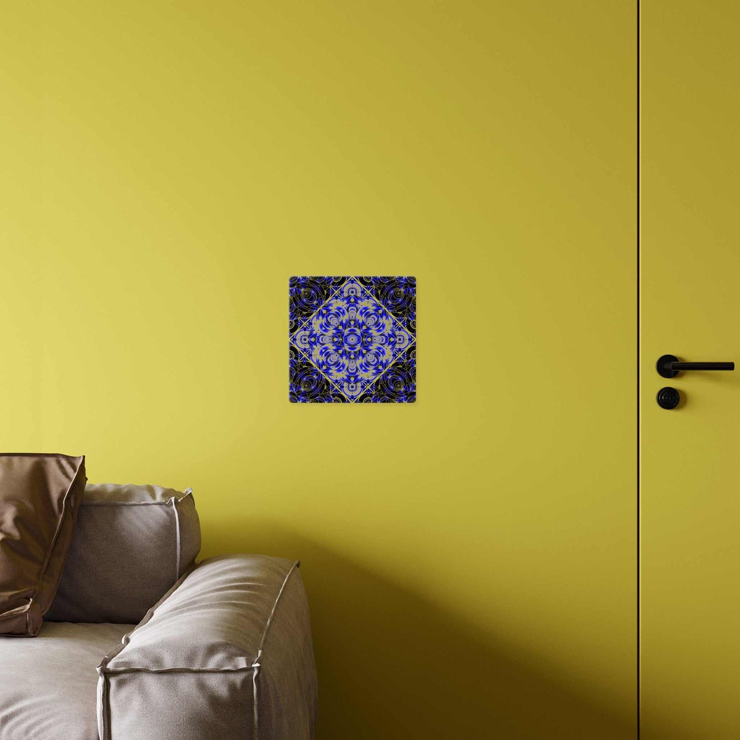 Acrylic Wall Art Panel — Blue Gold Kaleidoscope Geometric Design