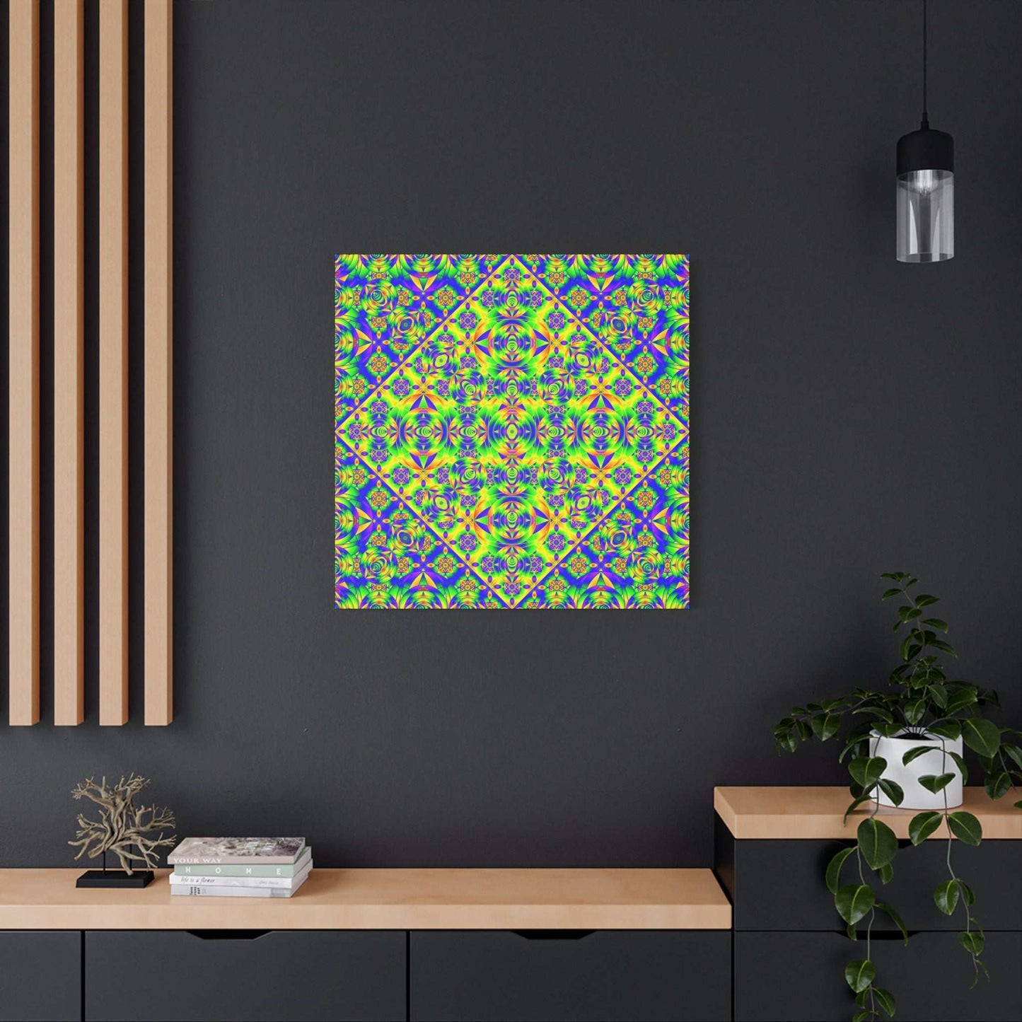 Psychedelic Kaleidoscope Matte Canvas Art — Vibrant Geometric Wall Decor