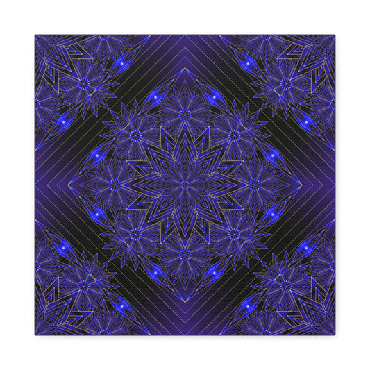 Galactic Mandala Matte Canvas Wall Art — Deep Purple Geometric Stretched Canvas