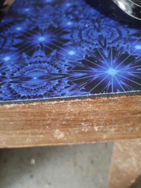 Blue Kaleidoscope Mouse Pad — Electric Geometry Gaming & Office Desk Accessory