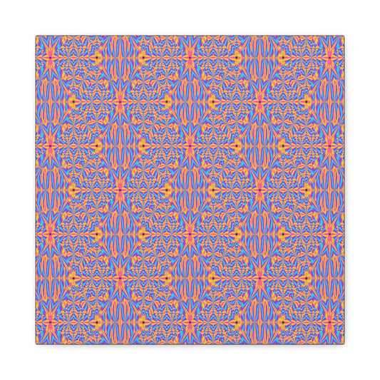 Abstract Geometric Pattern Matte Canvas Wall Art - Vibrant Orange & Blue Stretched Canvas