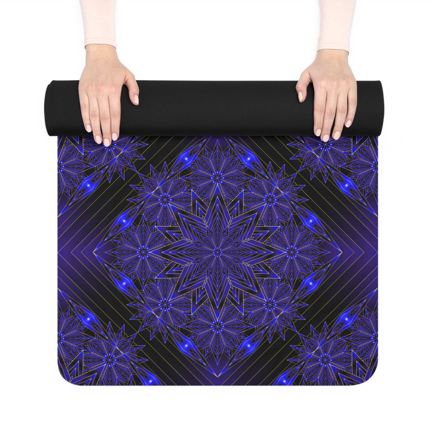 Purple Kaleidoscope Rubber Yoga Mat — Non-Slip Mandala Fitness Mat