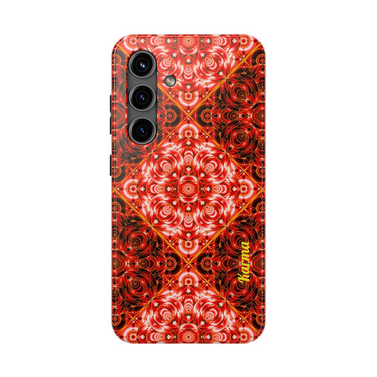 Red Floral Kaleidoscope Tough Phone Case — Personalized Name Option
