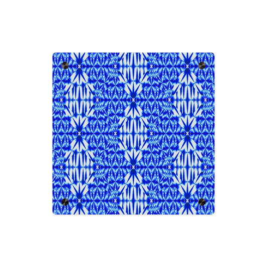 Blue Shibori Pattern Acrylic Wall Art Panel