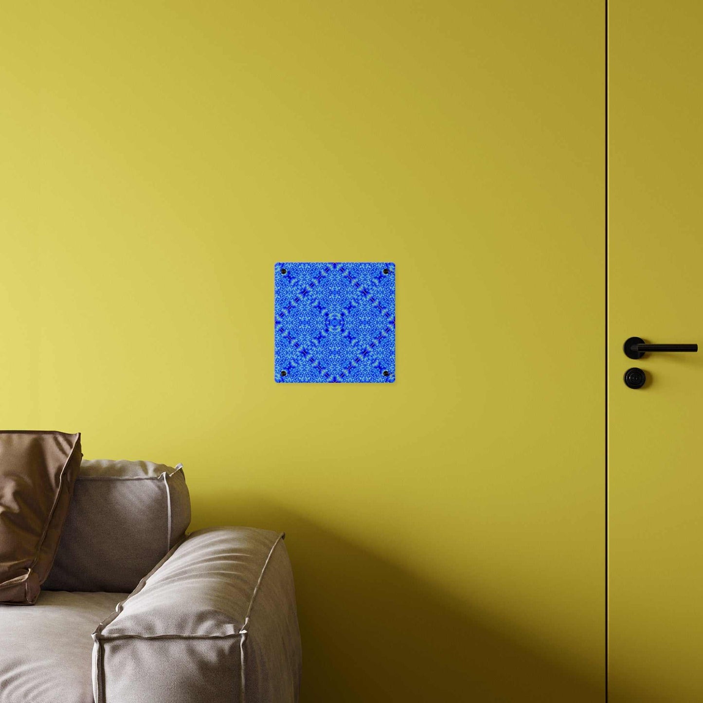 Blue Kaleidoscope Acrylic Wall Art Panel — Modern Geometric Home Decor