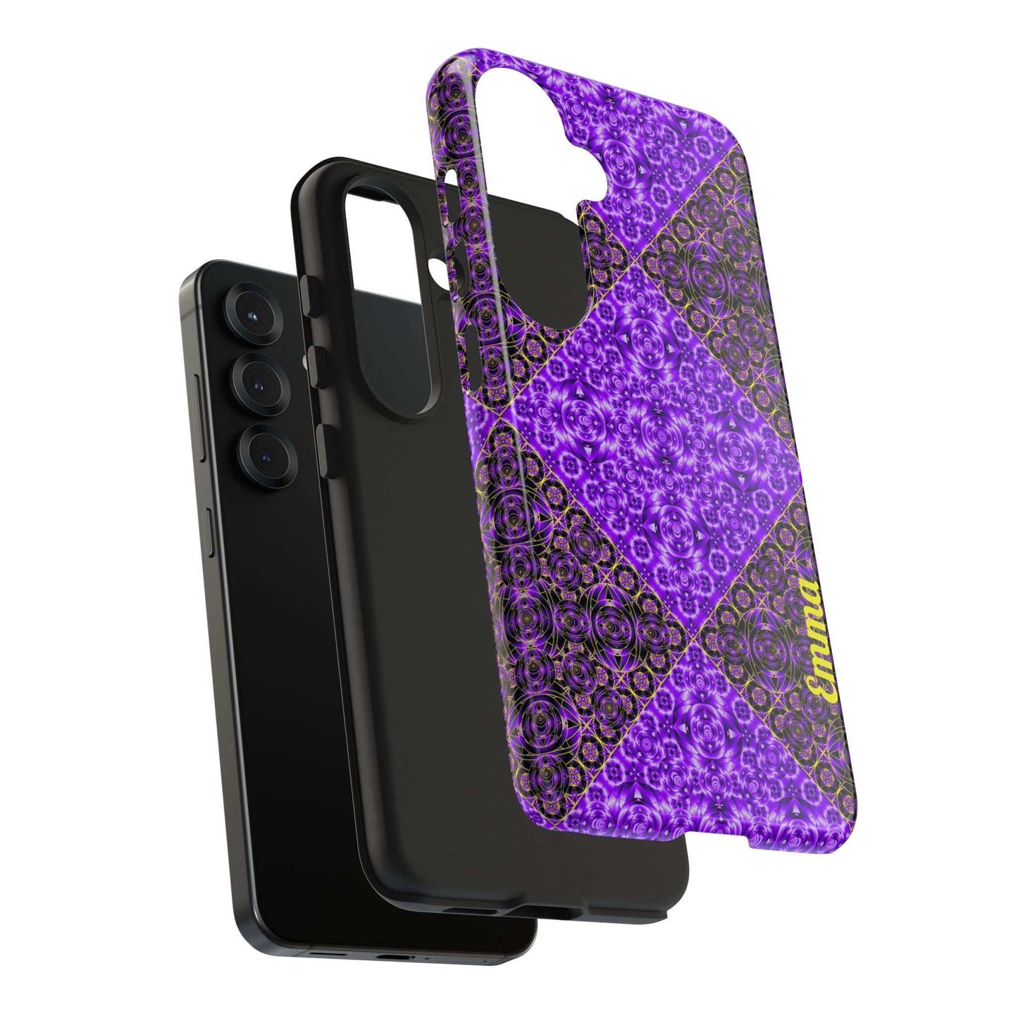 Personalized Purple Mosaic Tough Phone Case — Custom Name Phone Cover
