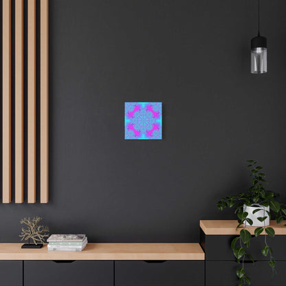 Vibrant Neon Mandala Canvas Art – Turquoise & Magenta Stretched Wall Decor