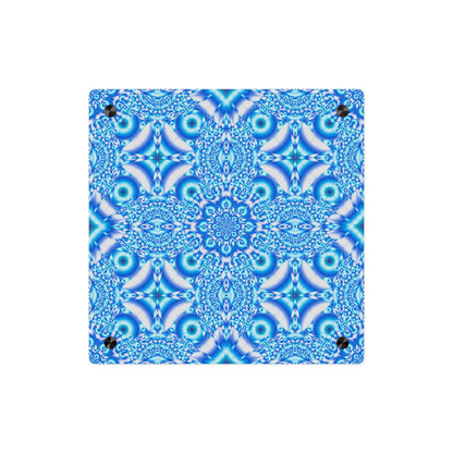 Blue Kaleidoscope Acrylic Wall Art Panel — Geometric Mandala Home Decor