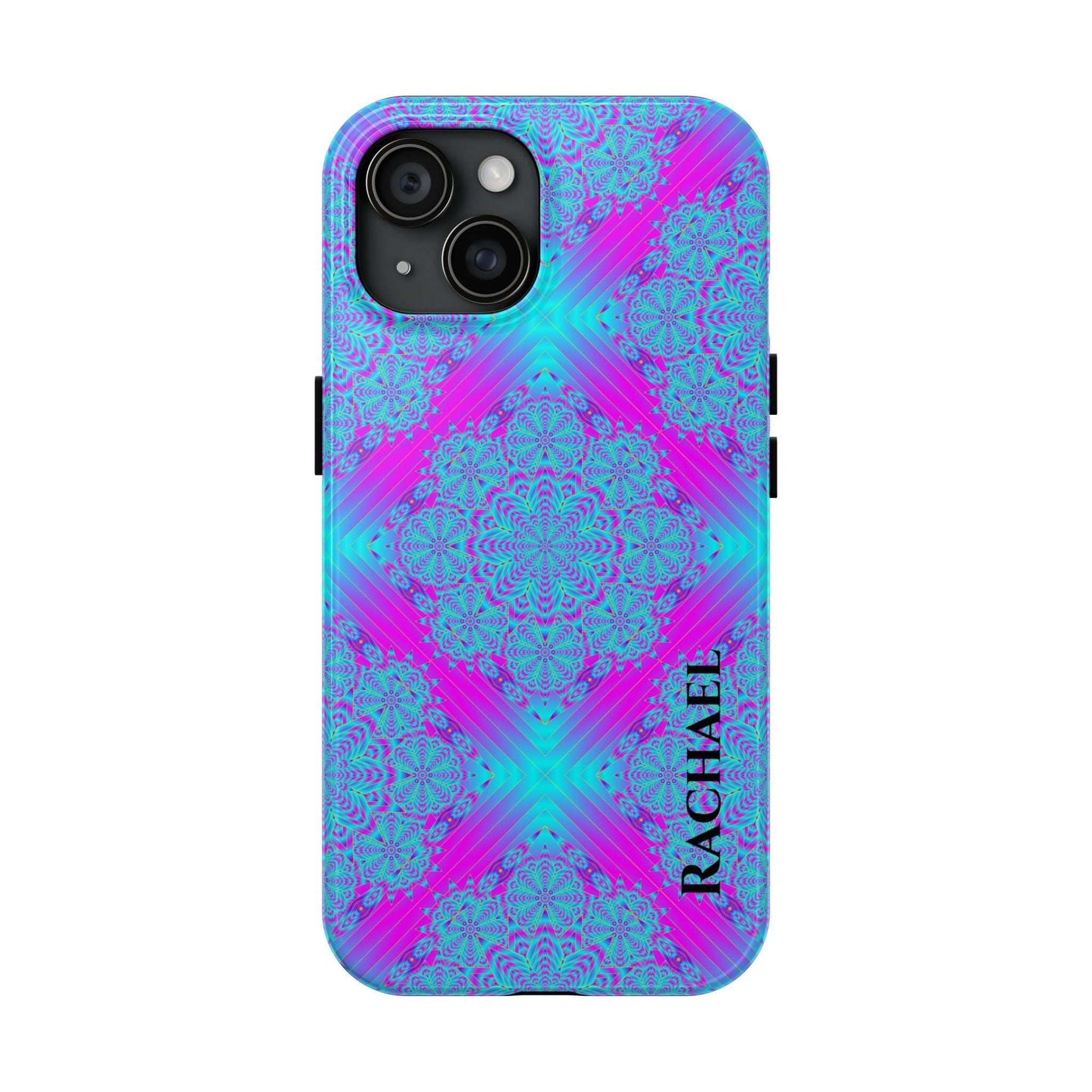 Personalized Tough Phone Case — Blue & Purple Mandala Design (Custom Name)