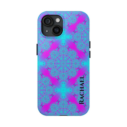 Personalized Tough Phone Case — Blue & Purple Mandala Design (Custom Name)
