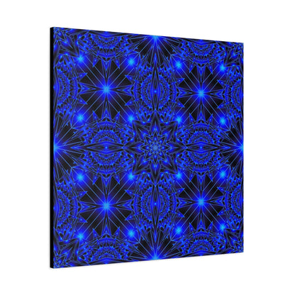 Blue Neon Kaleidoscope Canvas Print — Matte Stretched Wall Art