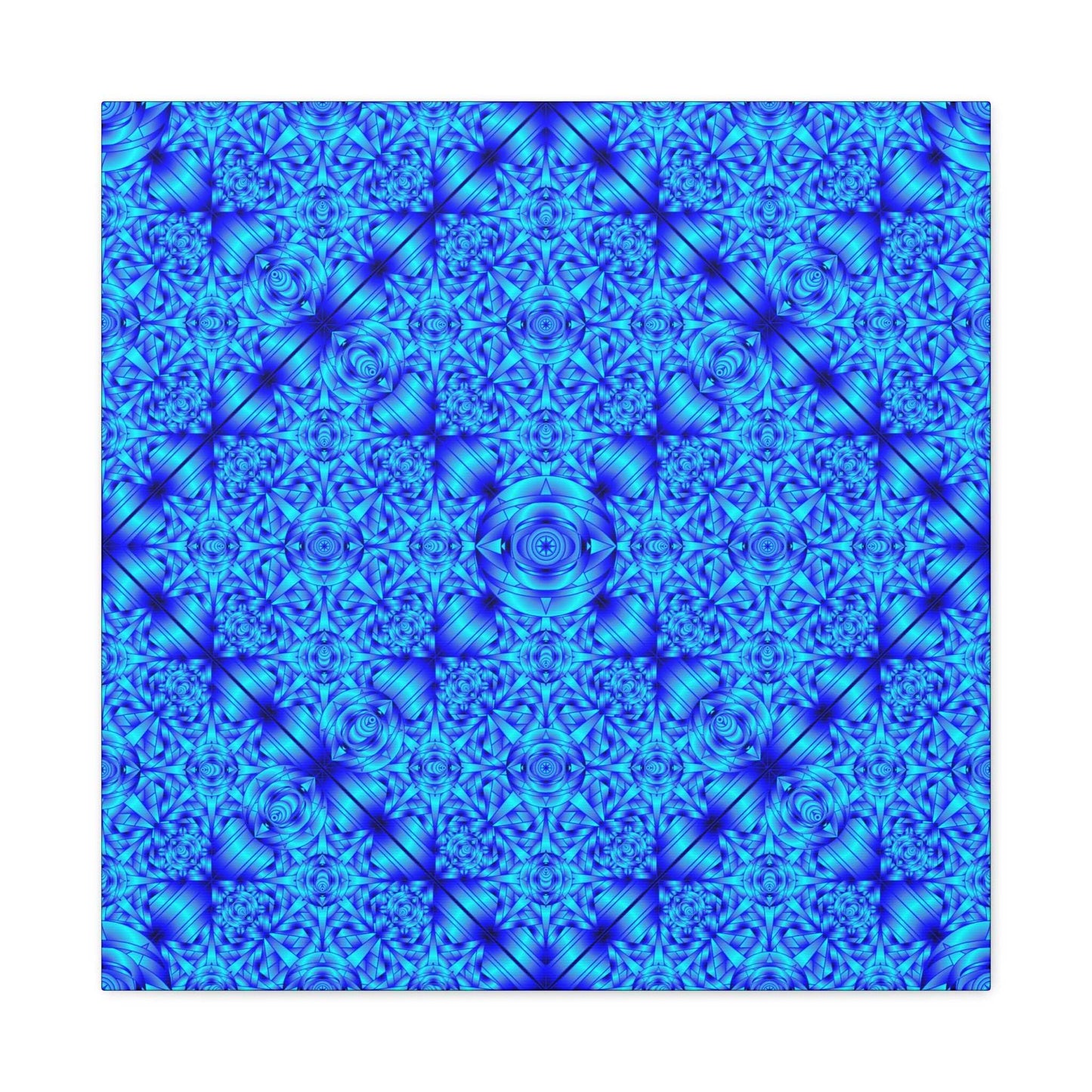Blue Kaleidoscope Canvas Print — Geometric Abstract Wall Art