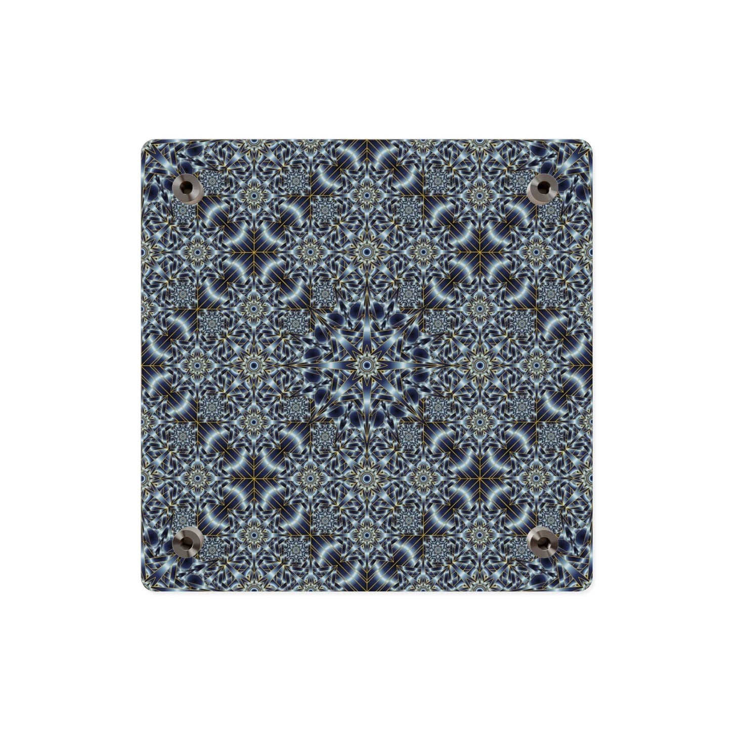 Acrylic Wall Art Panel — Blue Kaleidoscope Geometric Pattern