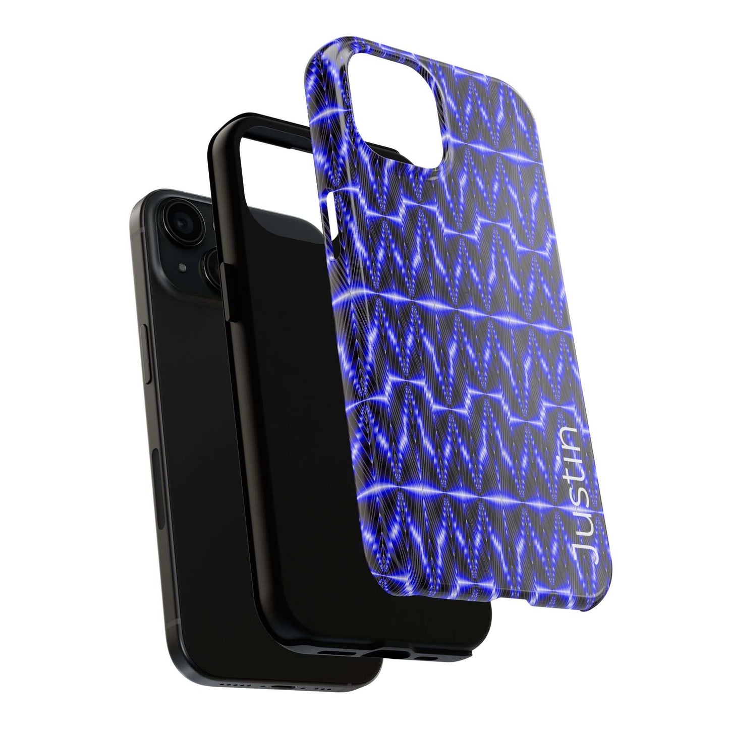 Tough Phone Case — Electric Blue Geometric Pattern (Your name)