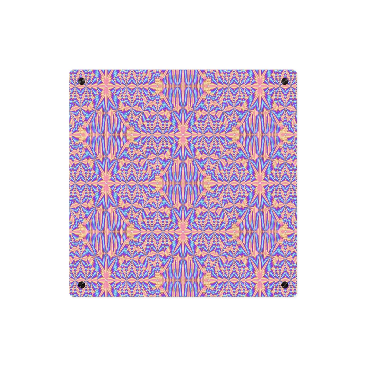 Acrylic Wall Art Panel — Pink & Blue Geometric Kaleidoscope