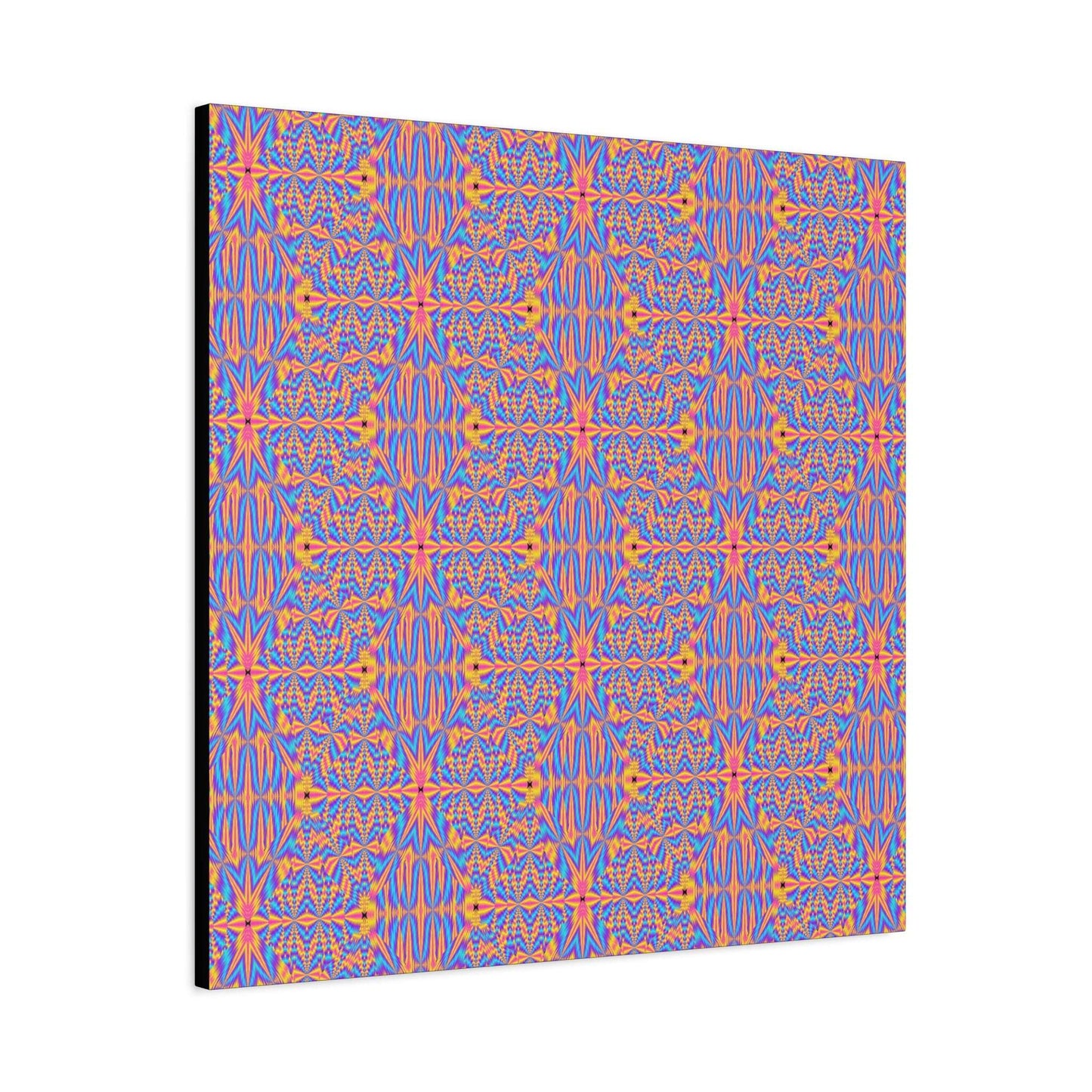 Abstract Geometric Pattern Matte Canvas Wall Art - Vibrant Orange & Blue Stretched Canvas