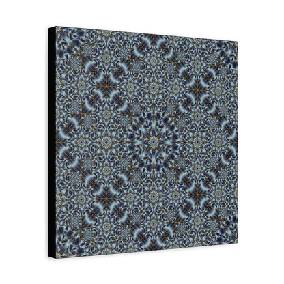 Kaleidoscope Pattern Matte Canvas Wall Art — Blue Geometric Stretched Canvas (1.25″)