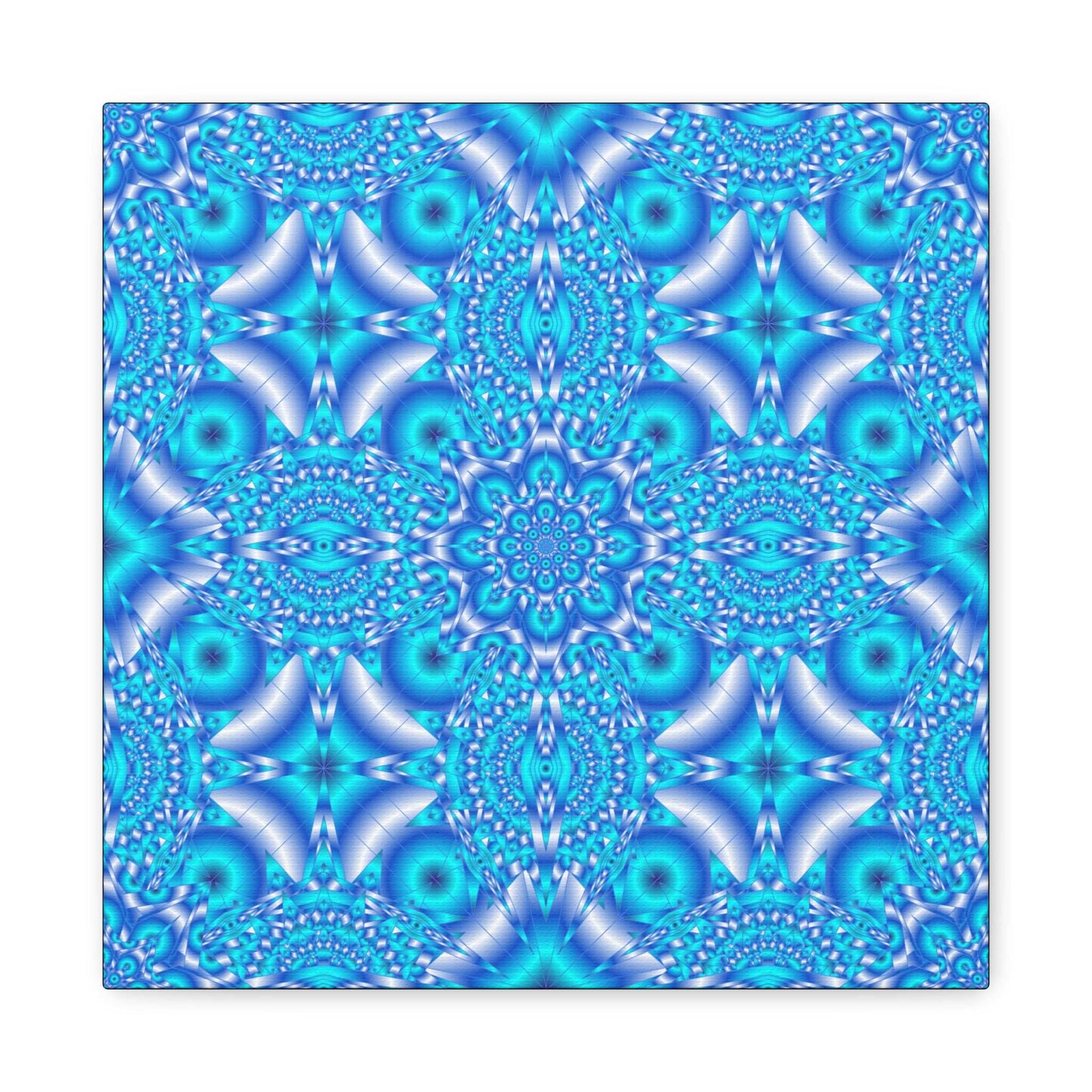 Blue Kaleidoscope Pattern Matte Canvas Wall Art - Stretched 1.25"