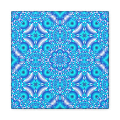 Blue Kaleidoscope Pattern Matte Canvas Wall Art - Stretched 1.25"