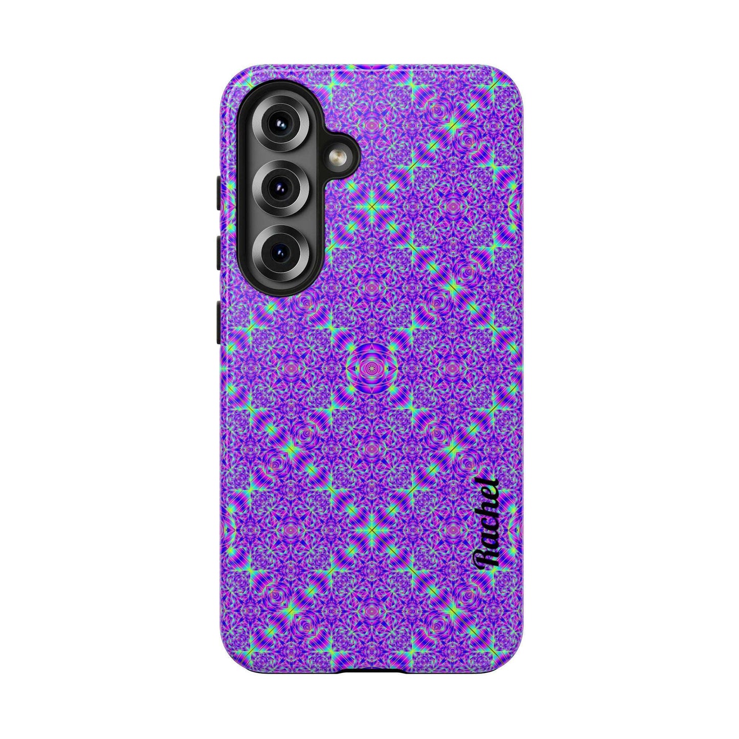 Purple Kaleidoscope Tough Phone Case — Protective iPhone Cover with Vibrant Geometric Pattern