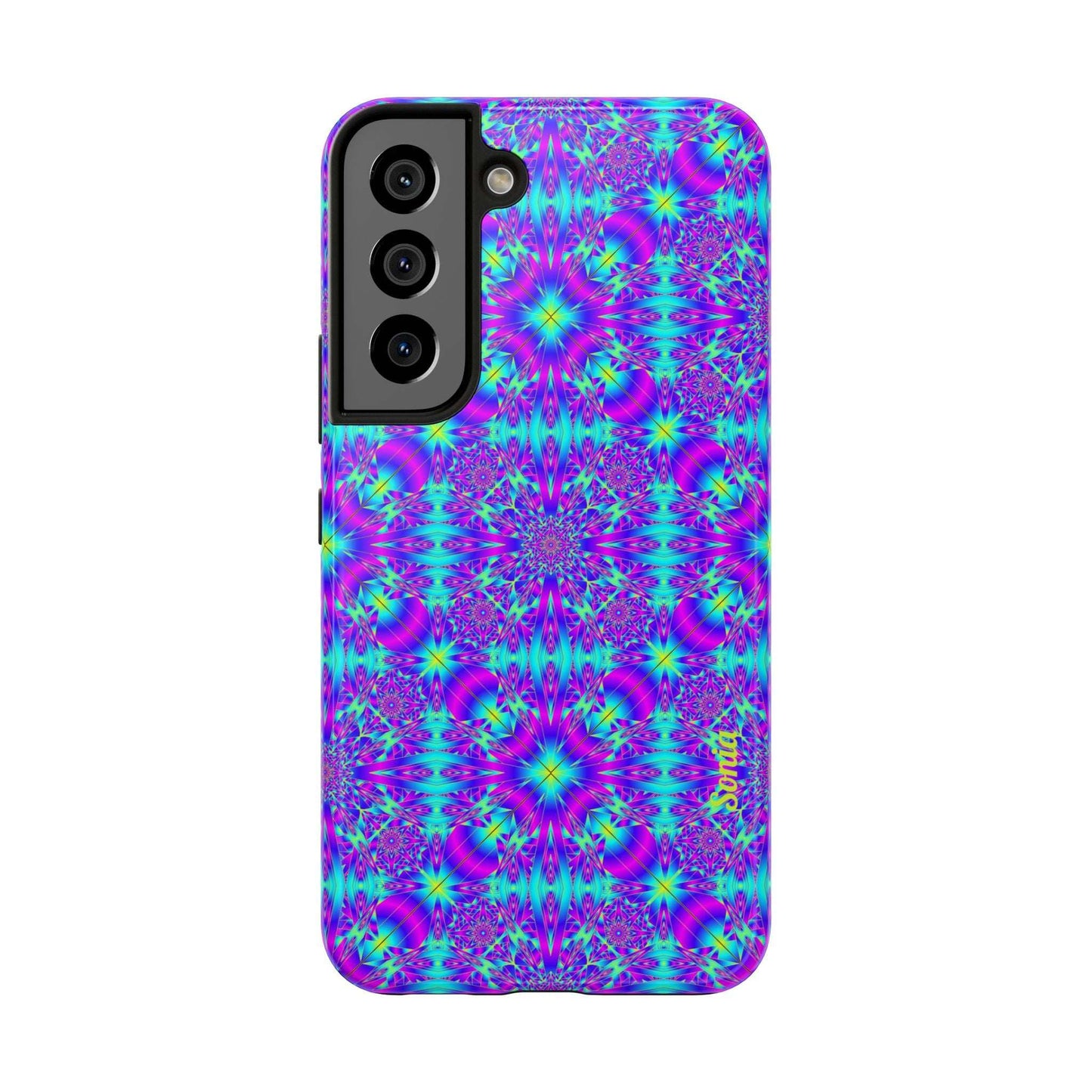 Psychedelic Kaleidoscope Tough Phone Case — Vibrant Purple & Teal Protective Cover