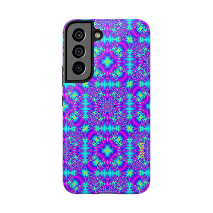 Psychedelic Kaleidoscope Tough Phone Case — Vibrant Purple & Teal Protective Cover