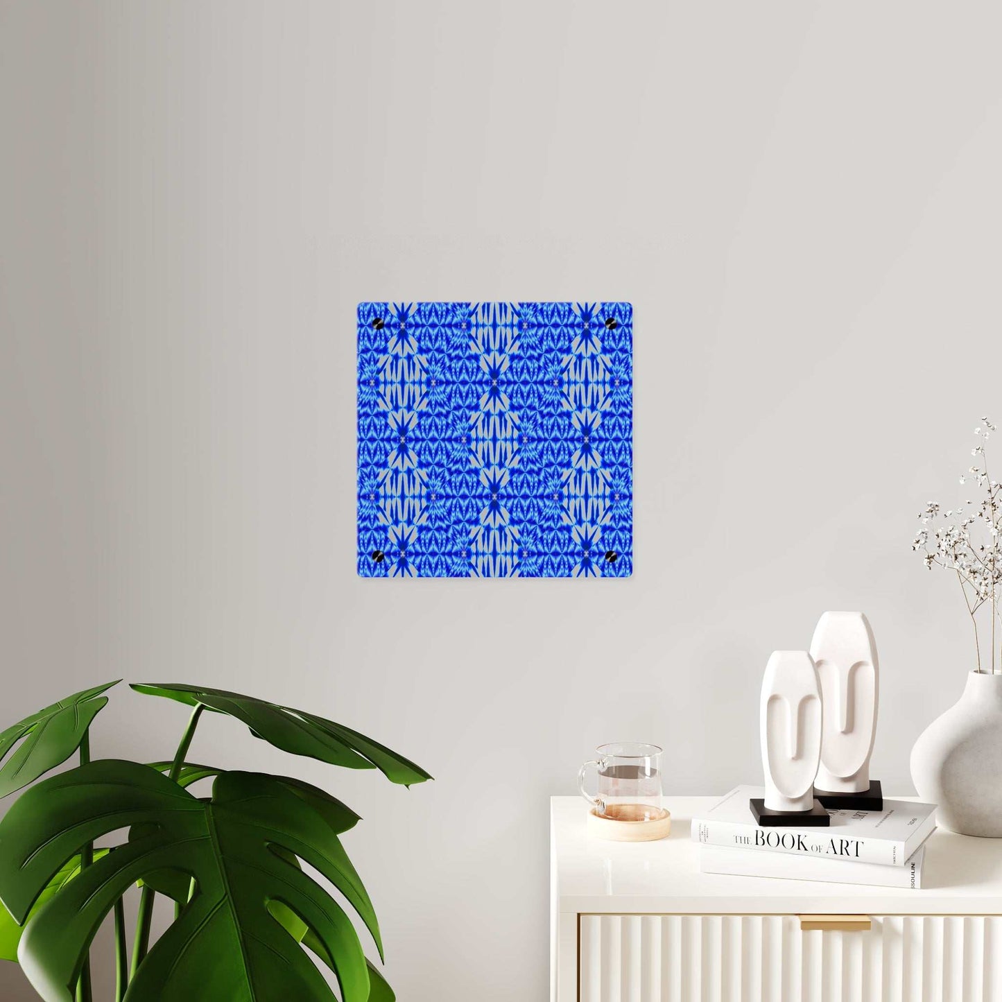 Blue Shibori Pattern Acrylic Wall Art Panel