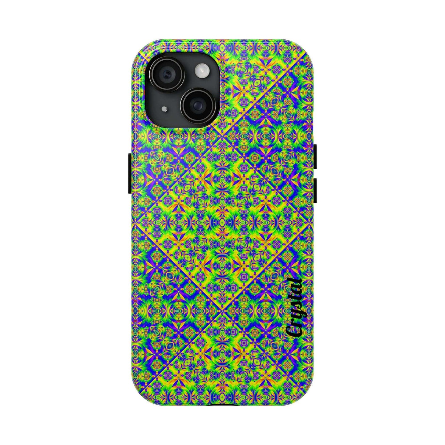 Vibrant Kaleidoscope Tough Phone Case — Neon Geometric Protective Cover