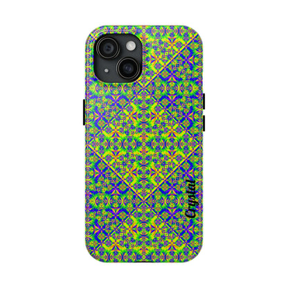 Vibrant Kaleidoscope Tough Phone Case — Neon Geometric Protective Cover