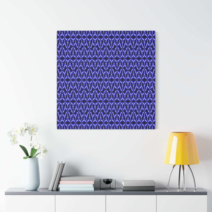 Blue Geometric Pattern Matte Canvas Wall Art — Modern Abstract Stretched Canvas