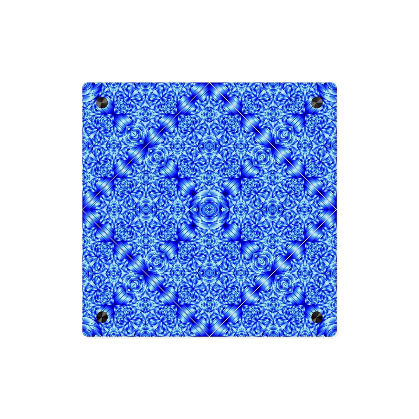 Blue Kaleidoscope Acrylic Wall Art Panel — Modern Geometric Home Decor
