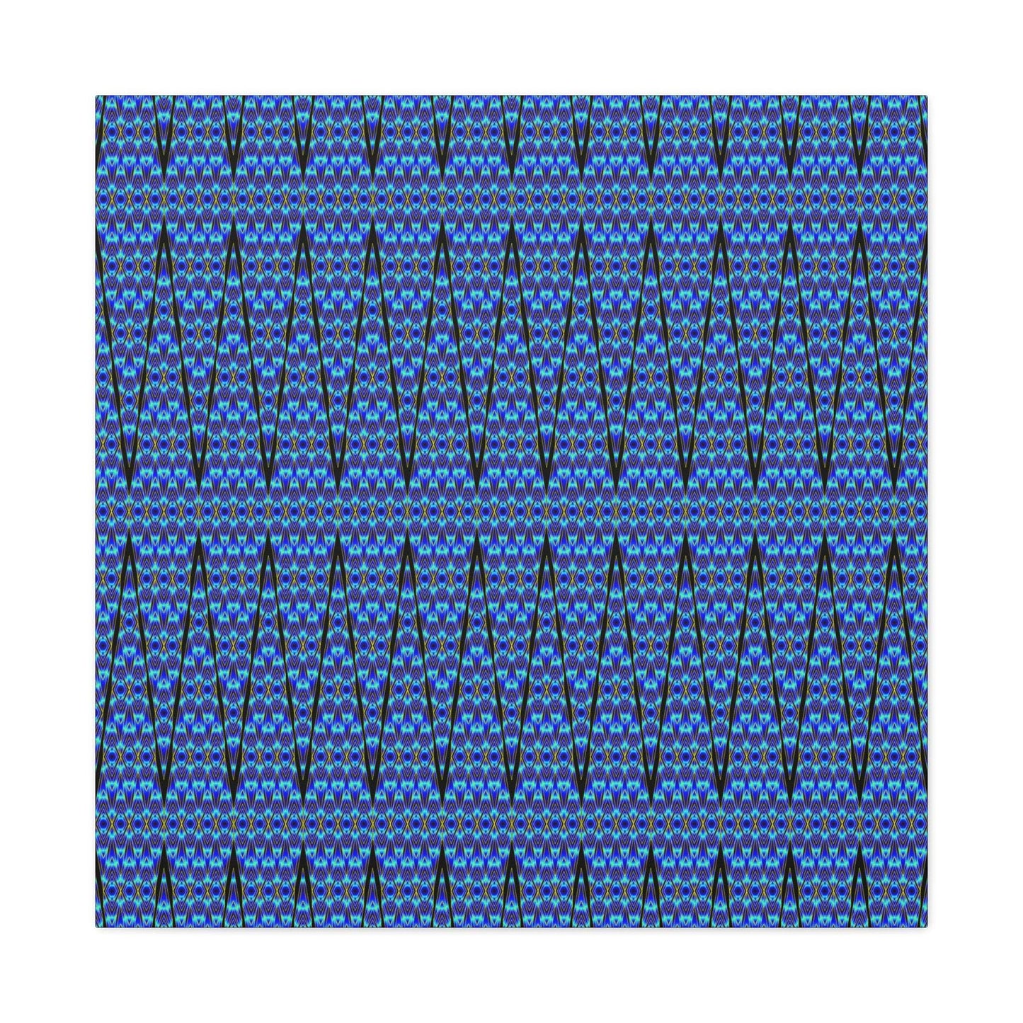 Blue Geometric Pattern Matte Canvas Wall Art - Stretched 1.25"
