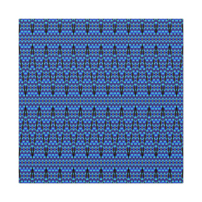 Blue Geometric Pattern Matte Canvas Wall Art - Stretched 1.25"