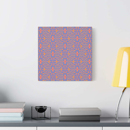 Abstract Geometric Pattern Matte Canvas Wall Art - Vibrant Orange & Blue Stretched Canvas