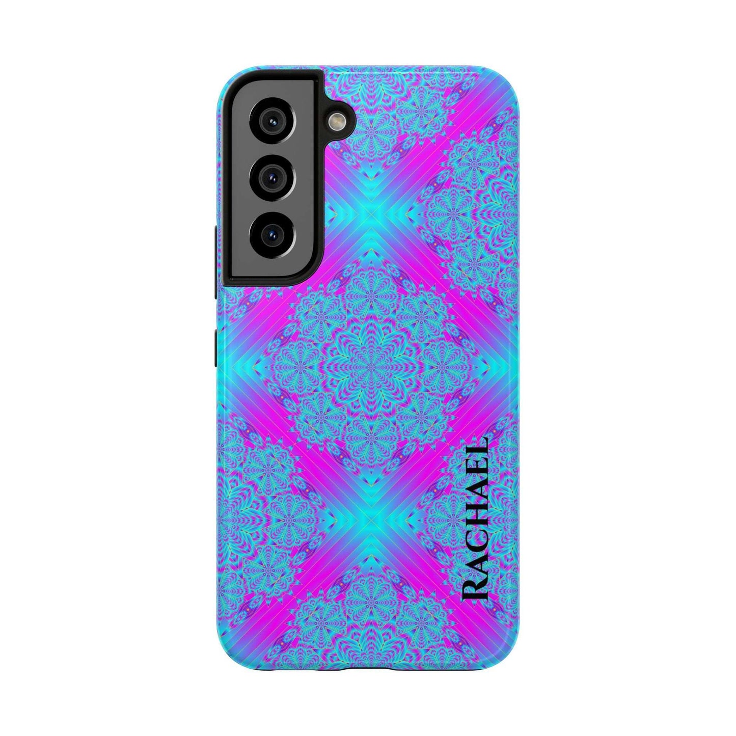 Personalized Tough Phone Case — Blue & Purple Mandala Design (Custom Name)