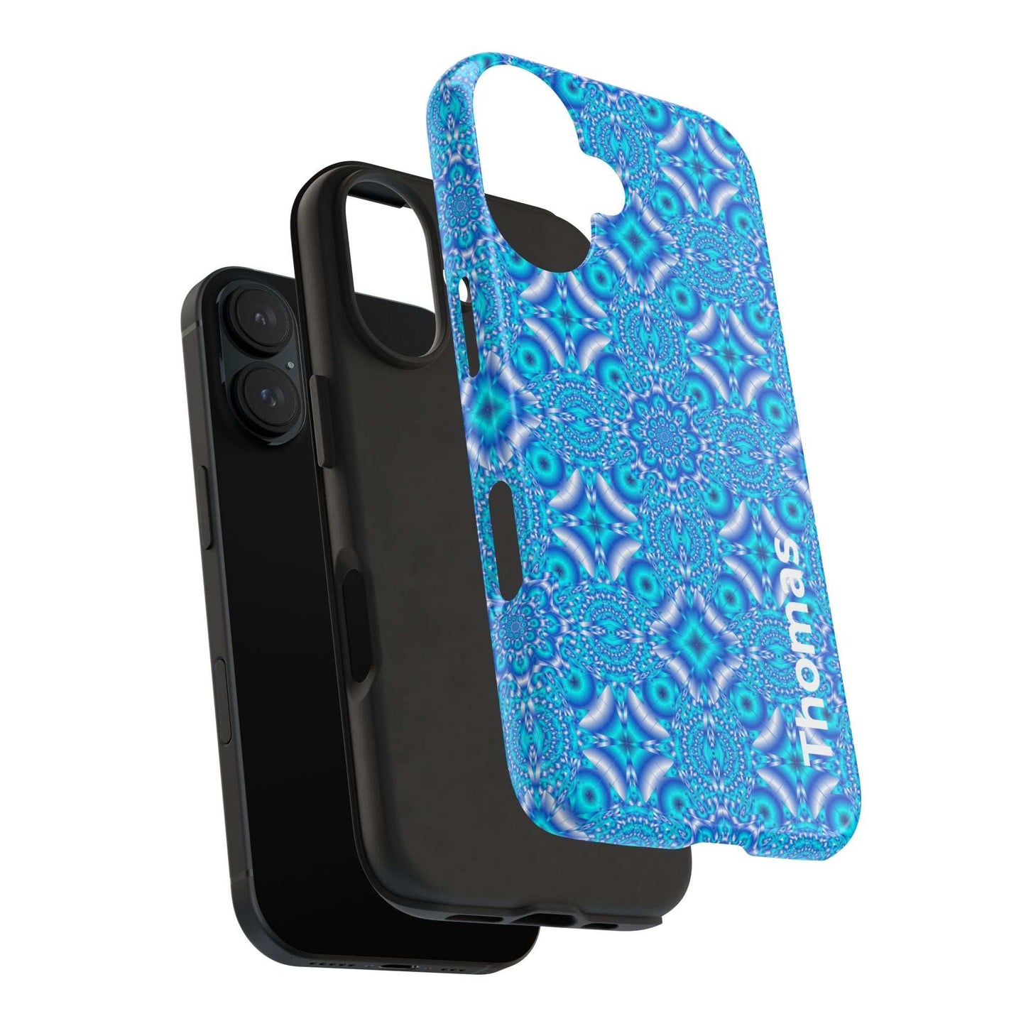 Personalized Blue Kaleidoscope Tough Phone Case — Custom Name Option