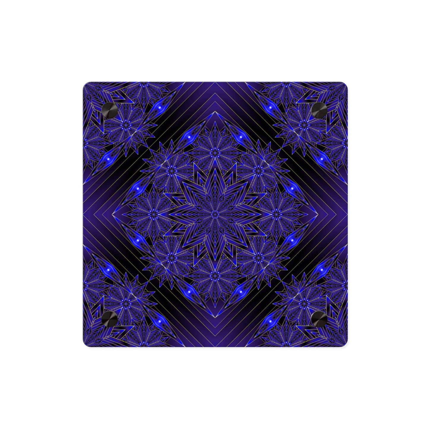 Acrylic Wall Art Panel — Deep Indigo Geometric Mandala