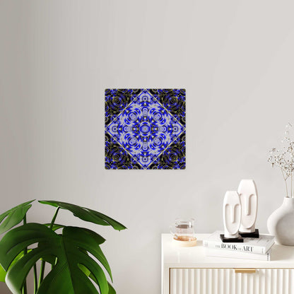 Acrylic Wall Art Panel — Blue Gold Kaleidoscope Geometric Design