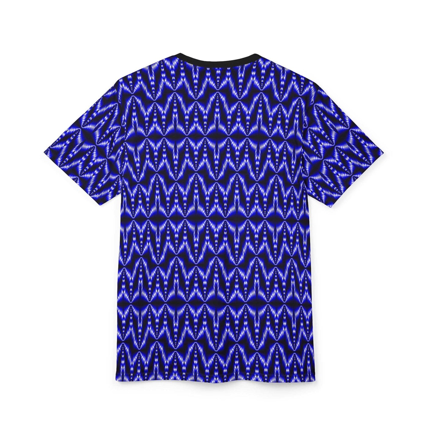 Blue Geometric Tie-Dye Tee — All-Over Print Pattern Shirt