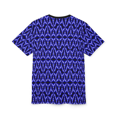 Blue Geometric Tie-Dye Tee — All-Over Print Pattern Shirt