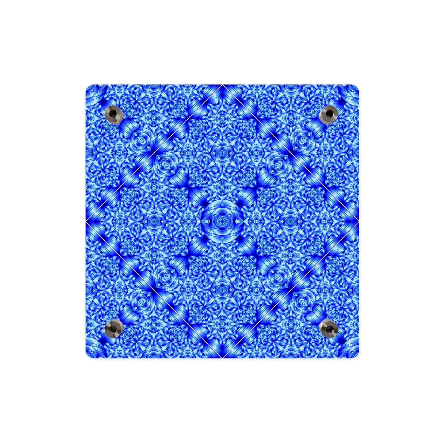 Blue Kaleidoscope Acrylic Wall Art Panel — Modern Geometric Home Decor