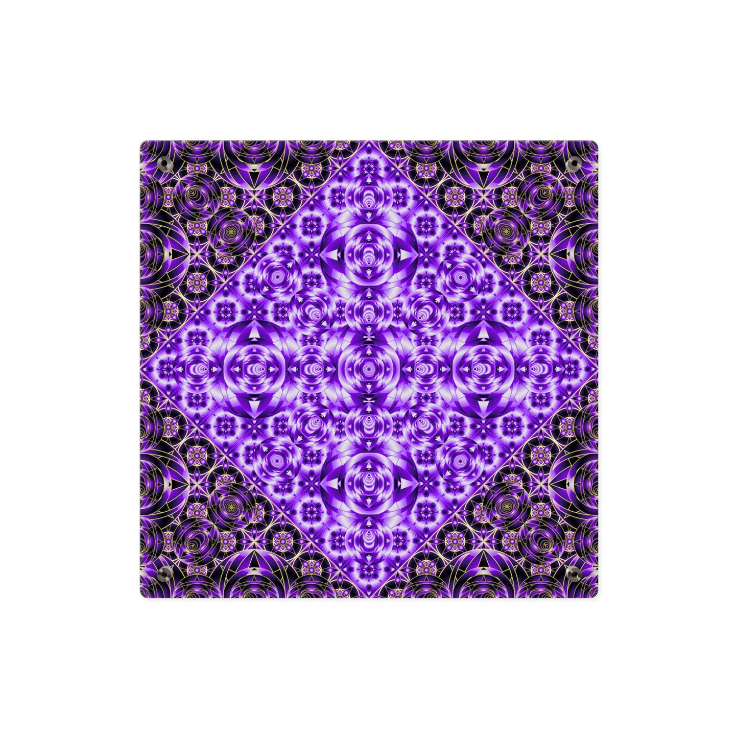 Purple Kaleidoscope Acrylic Wall Art Panel — Geometric Mandala Decor