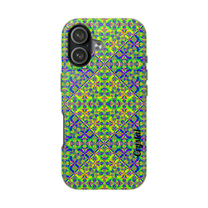 Vibrant Kaleidoscope Tough Phone Case — Neon Geometric Protective Cover