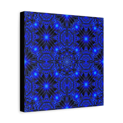 Blue Neon Kaleidoscope Canvas Print — Matte Stretched Wall Art