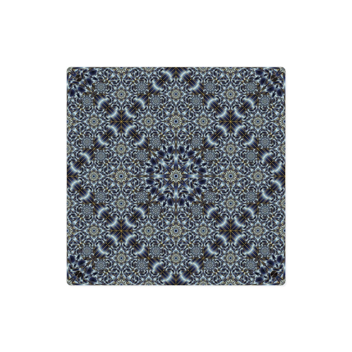 Acrylic Wall Art Panel — Blue Kaleidoscope Geometric Pattern