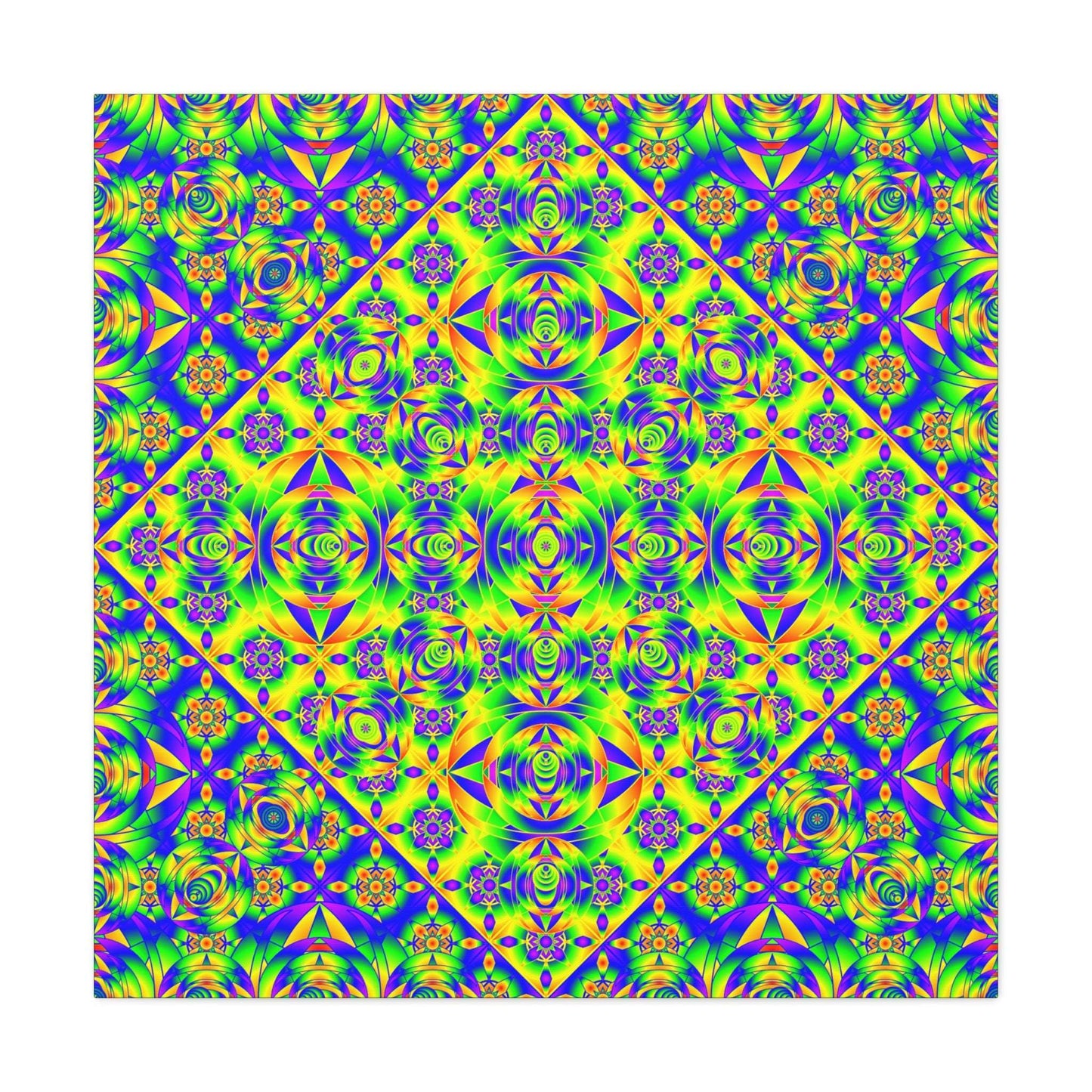 Psychedelic Kaleidoscope Matte Canvas Art — Vibrant Geometric Wall Decor