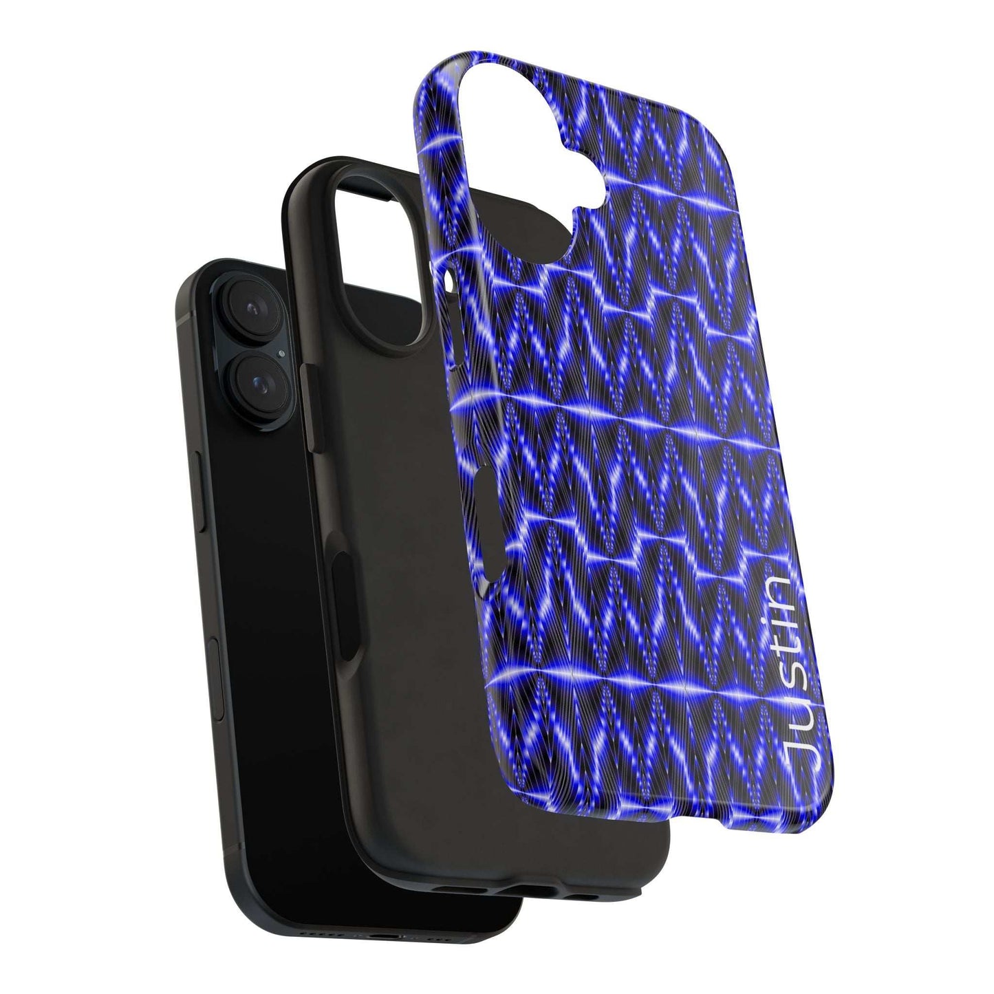 Tough Phone Case — Electric Blue Geometric Pattern (Your name)